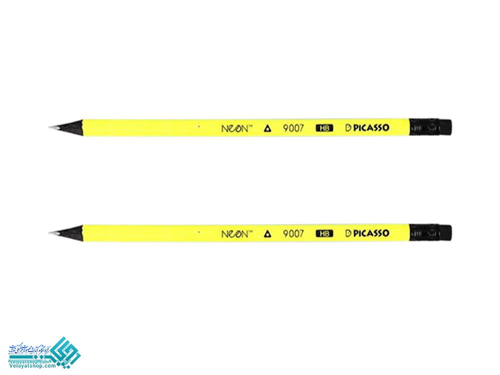مداد-مشکی مداد مشکی سه پهلو چوب مشکی نئون پاکن دار پیکاسو