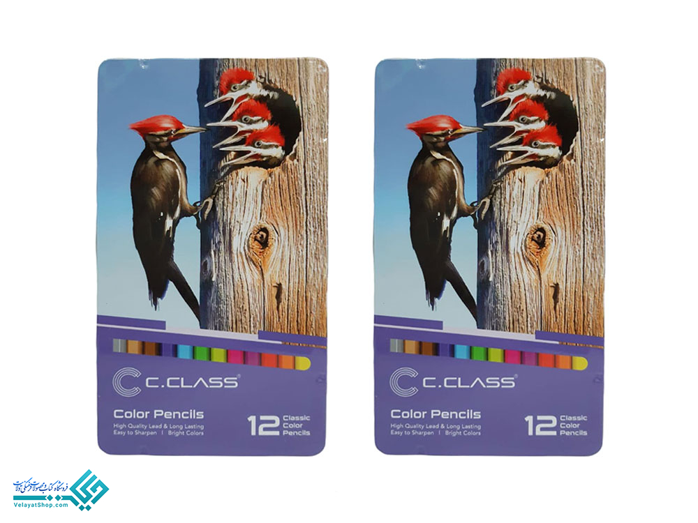 مدادرنگی-12-فلزی-تخت مدادرنگی جعبه فلزی تخت 12رنگ سی کلاس