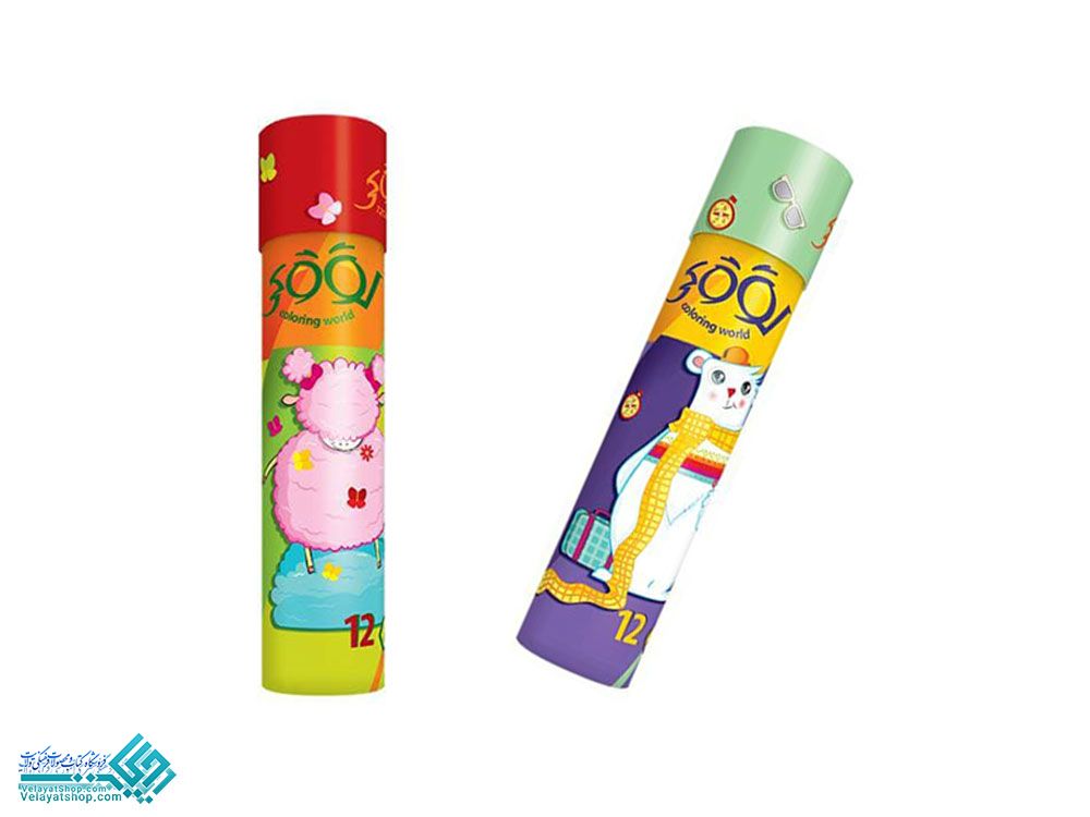 مدادرنگی-12لوله-ای مداد رنگی 12 رنگ استوانه ای لوکی