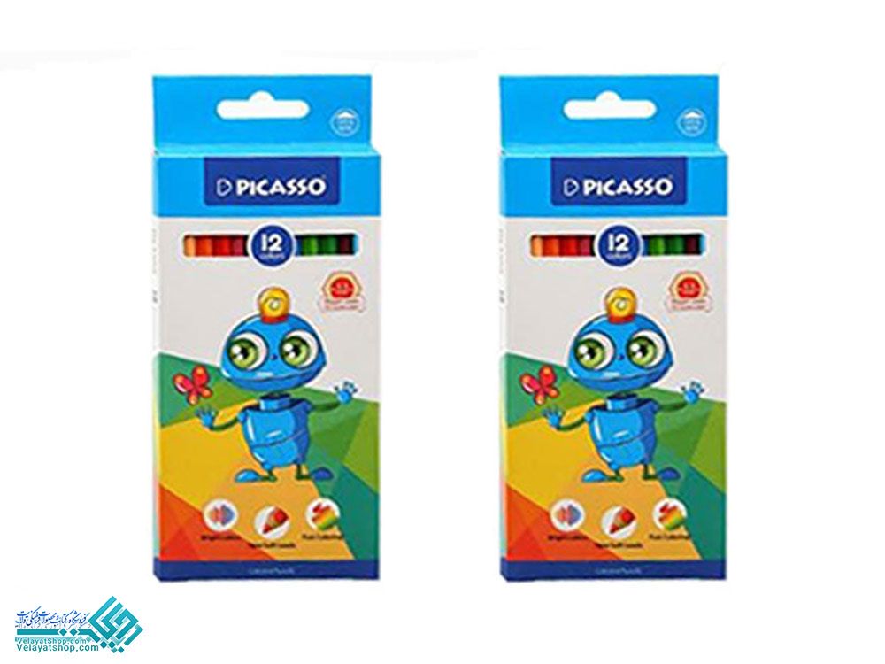مدادرنگی-12پیکاسو مداد رنگی 12 رنگ بسته مقوایی پیکاسو