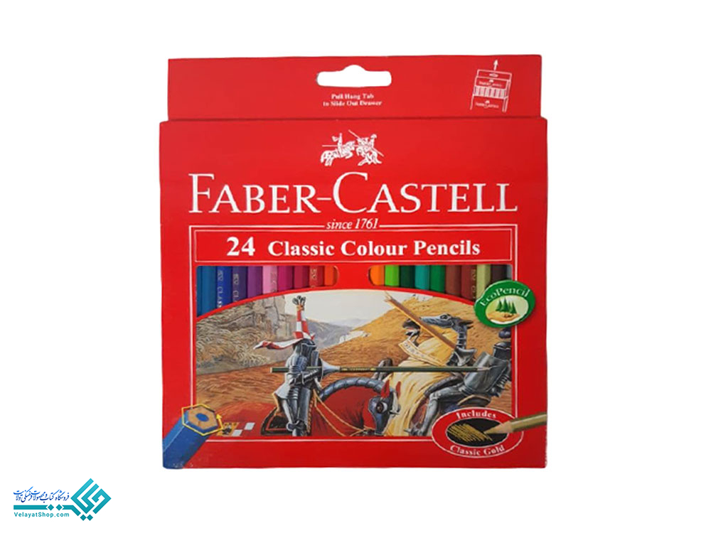 مدادرنگی-فابرکاستل-24رنگ-مقوایی مدادرنگی 24 رنگ جعبه مقوایی فابرکاستل
