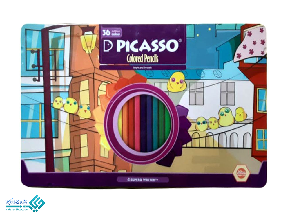 مدادرنگی-پیکاسو36رنگ.jpg.1 مدادرنگی 36 رنگ جعبه فلزی تخت پیکاسو
