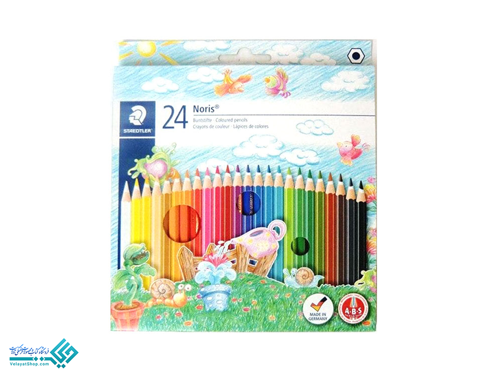 مدادرنگی24استدلر مداد رنگی 24 رنگ مقوایی استدلر