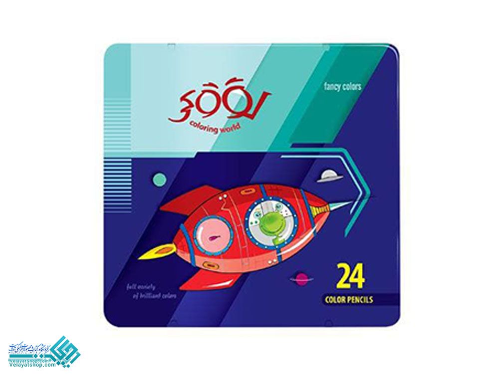 مدادرنگی24لوکی.2 مداد رنگی 24 رنگ فلزی تخت لوکی