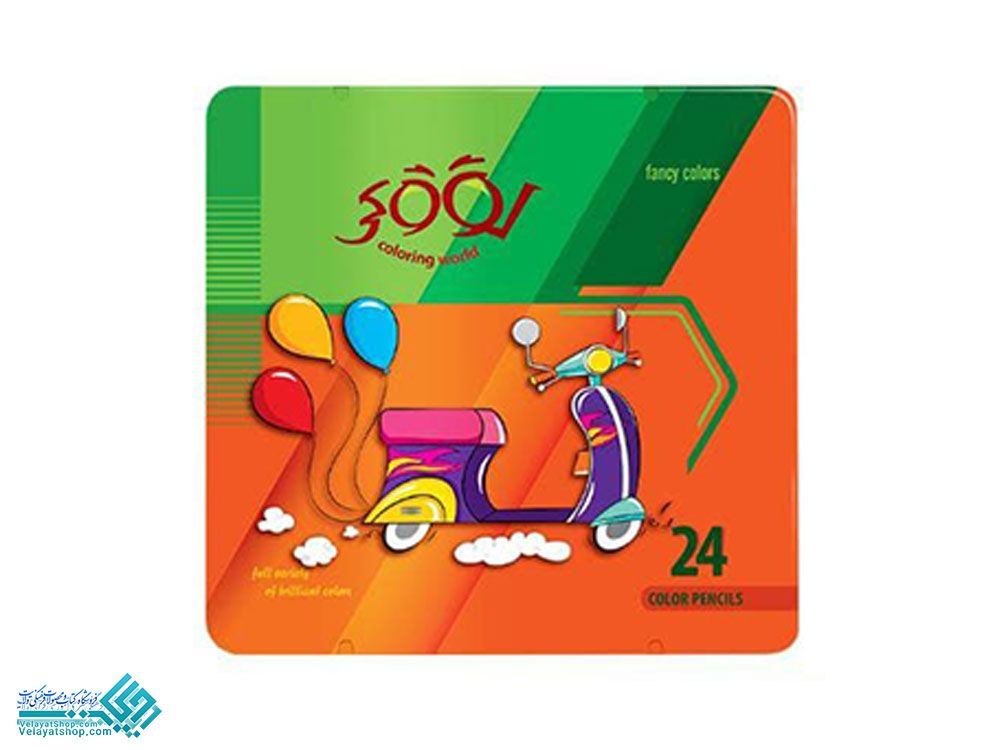مدادرنگی24لوکی.3 مداد رنگی 24 رنگ فلزی تخت لوکی