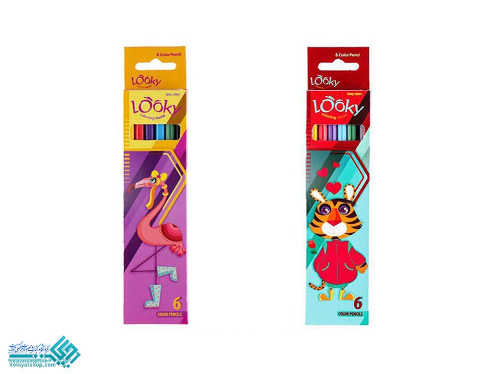 مدادرنگی6تایی-لوکی مداد رنگی 6 رنگ جعبه مقوایی لوکی
