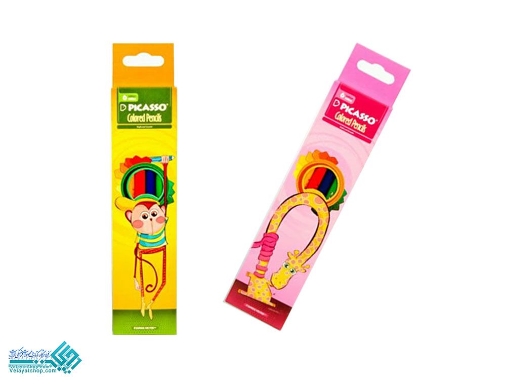 مدادرنگی6تایی-پیکاسو.1 مداد رنگی 6 رنگ بسته مقوایی پیکاسو