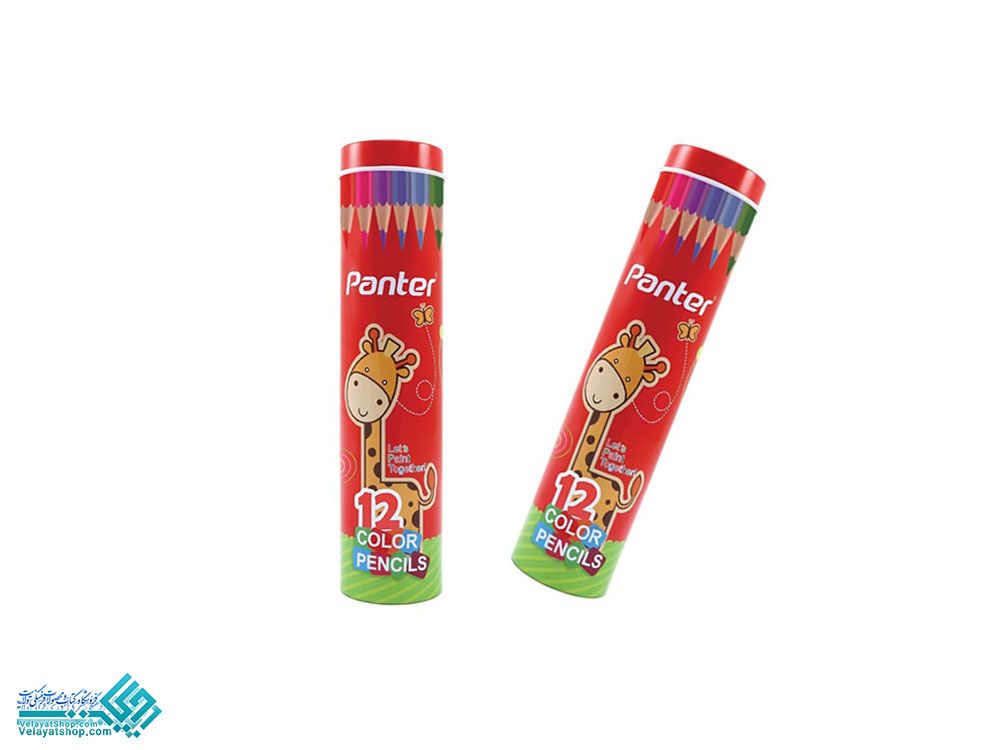 5.0 مداد رنگی 12 رنگ پنتر جعبه فلزی استوانه ای