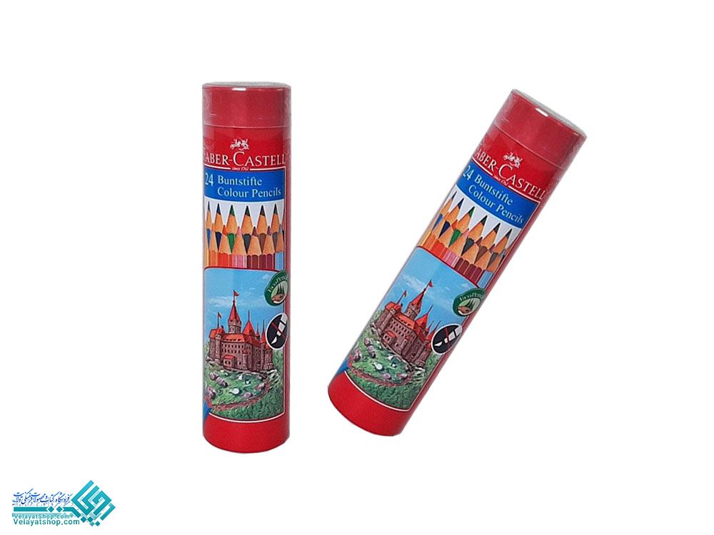 قالب-عرضی مدادرنگی جعبه استوانه فلزی 24 رنگ فابرکاستل
