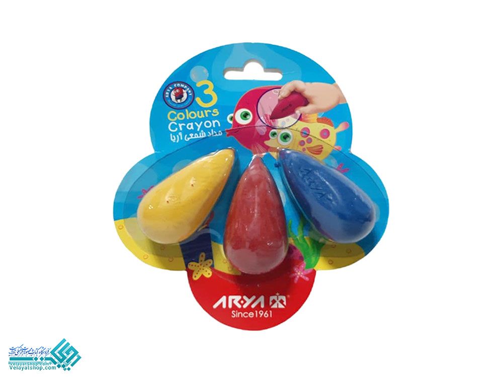 24248 مداد شمعی (کرایون) دوکی 3 رنگ آریا