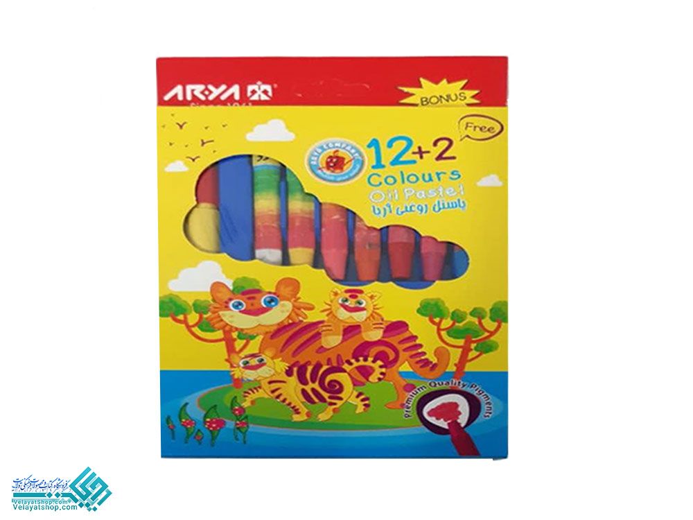 27452 پاستل روغنی 12+2 رنگ مقوایی آریا