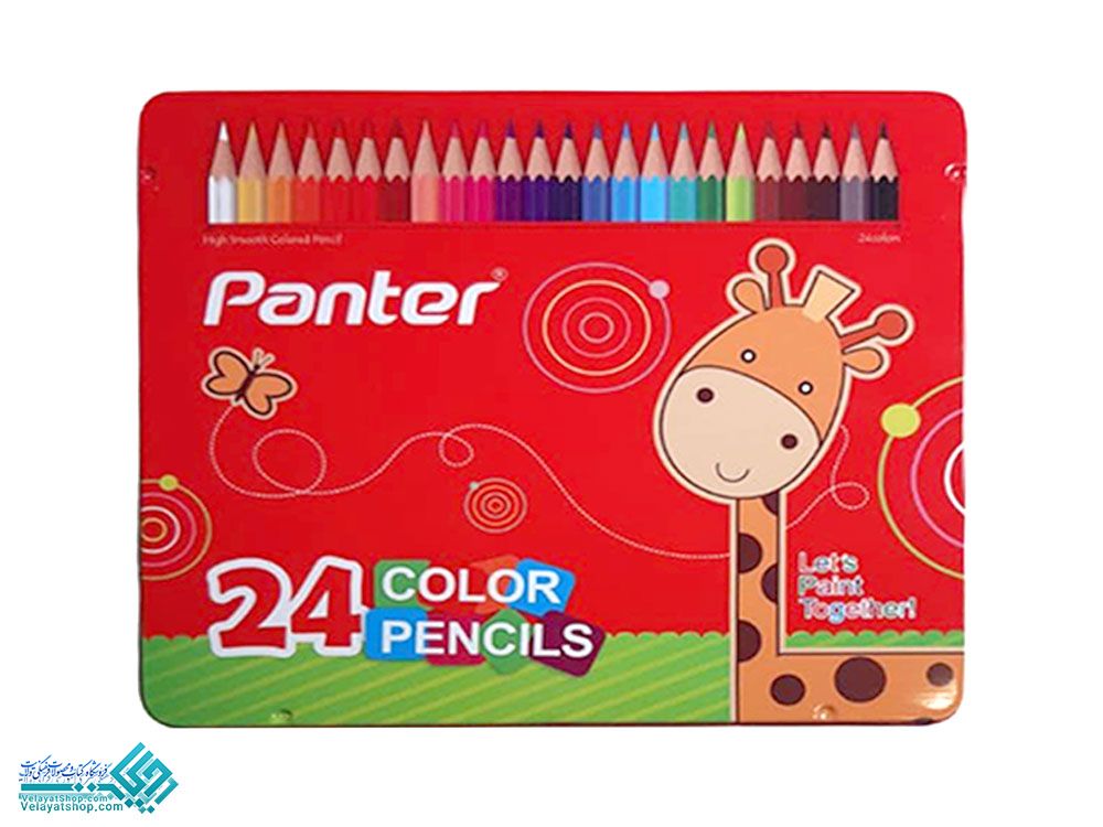 مدادرنگی24تایی مدادرنگی 24 رنگ بسته فلزی تخت پنتر
