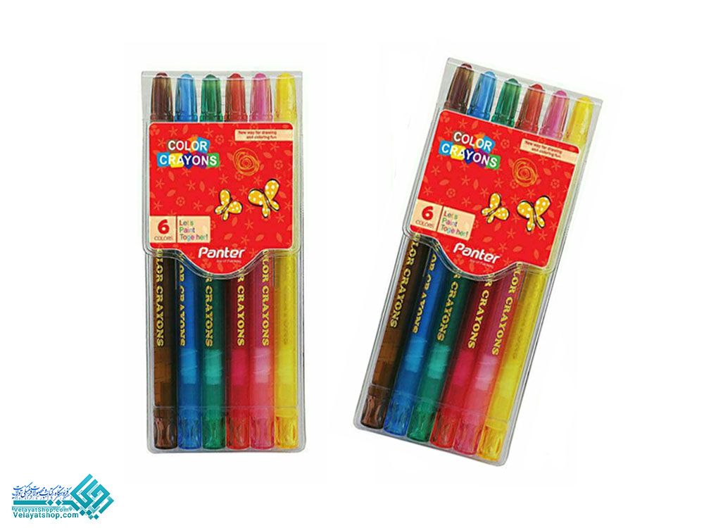 مدادشمعی-غلاف-چرخشی مداد شمعی با غلاف چرخشی 6 رنگ پنتر