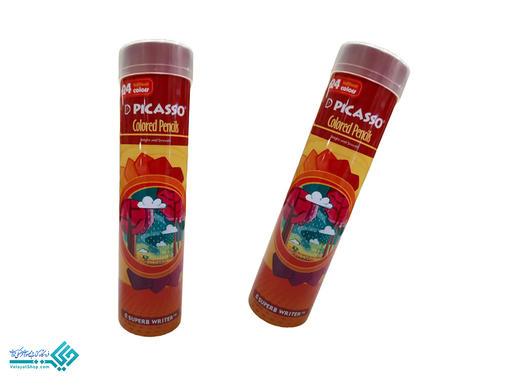 مدادرنگی24فلزی-پیکاسو مدادرنگی 24 رنگ بسته فلزی استوانه ای پیکاسو