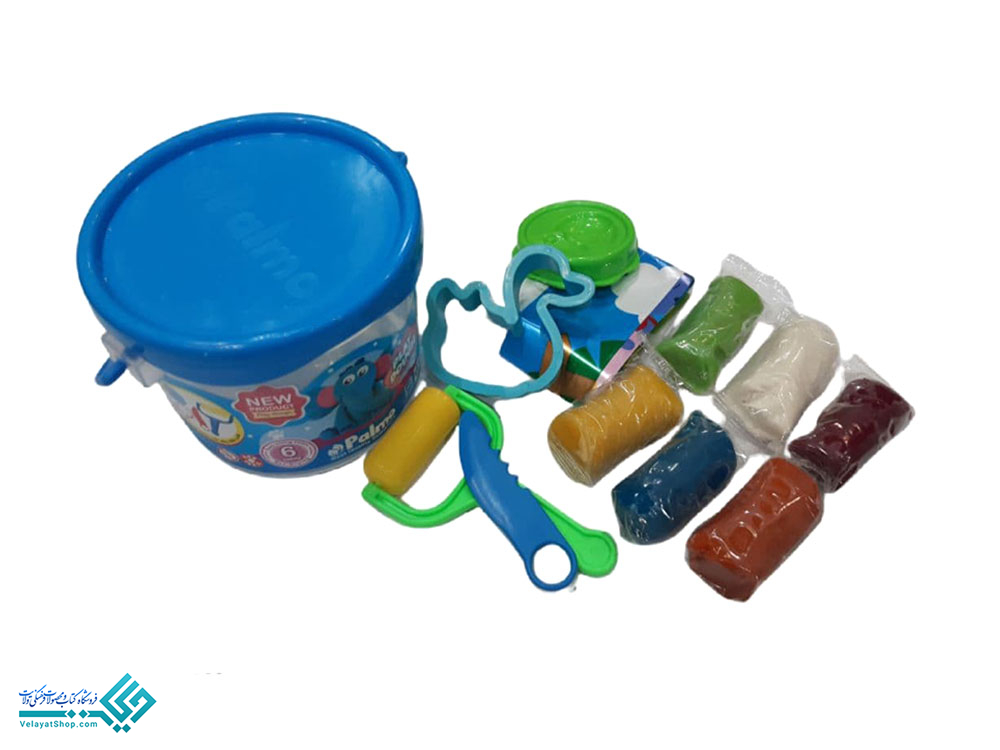 خمیربازی.1 خمیر بازی 6 رنگ سطلی پالمو